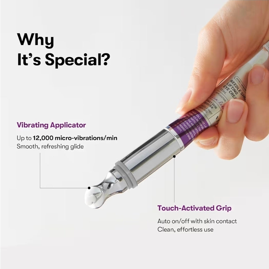 VT COSMETICS Reedle Shot Firming Eye Cream -  9-Peptide Complex, Bakuchiol & Hyaluronic Acid, Vibrating Metal Applicator for Puffiness, Fine Lines & Wrinkles