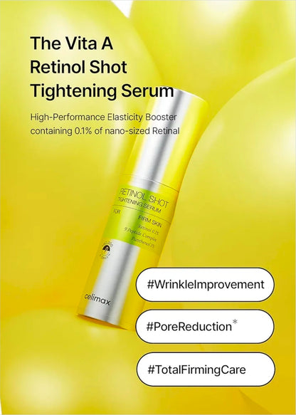 Celimax The Vita A Retinol Shot Tightening Serum - with Pure Vitamin A Retinol, Peptide, Pore Minimizer, Wrinkles & Fine Lines, Firmer Skin, Anti-Aging, Skin Smoothing