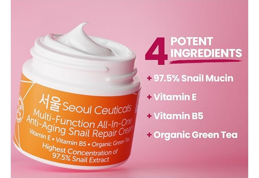 Crema reparadora antiedad multifunción de caracol todo en uno de Seoul Ceuticals