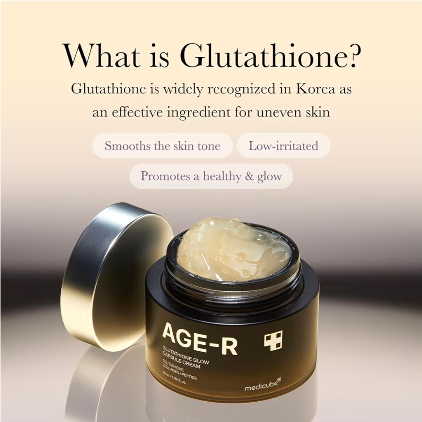 medicube AGE-R Glutathione Glow Capsule Facial Cream - Instant Lifting Moisturizer - Collagen Peptide For Hydrating Glow - Improve Blemishes, Uneven Skin Tone