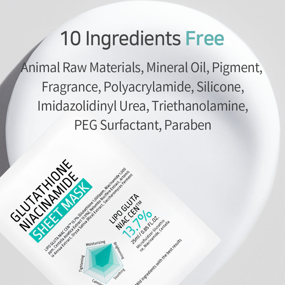 APLB Glutathione Niacinamide Sheet Mask - Moisturizing, Anti-aging, Exfoliation - 1 Mask