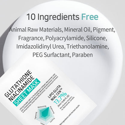 APLB Glutathione Niacinamide Sheet Mask - Moisturizing, Anti-aging, Exfoliation - 1 Mask