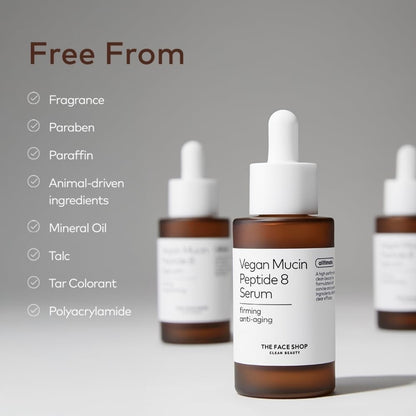 The Face Shop Alltimate Vegan Mucin Peptide 8 Serum - Hydrating & Firming, Anti Aging Serum