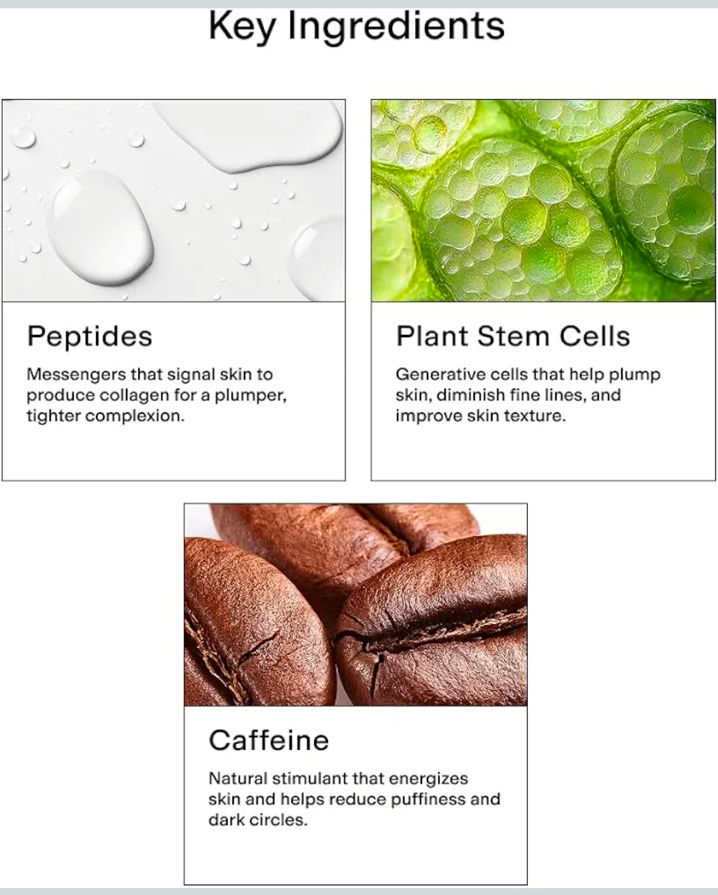 CLEARSTEM BRIGHTEYES Gel para ojos: crema nutritiva para ojos, gel refrescante, mezcla de células madre, péptidos, colágeno, aloe vera, sin gluten.