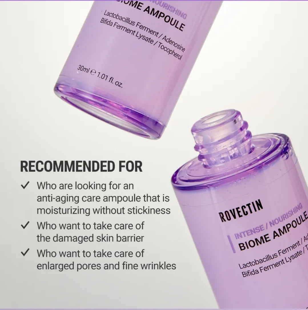 ROVECTIN Intense Biome Ampoule - Reduces the appearance of wrinkles and fine lines with deep hydration, softening signs of aging