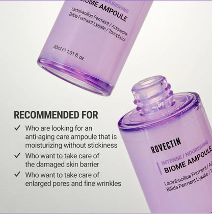 ROVECTIN Intense Biome Ampoule - Reduces the appearance of wrinkles and fine lines with deep hydration, softening signs of aging