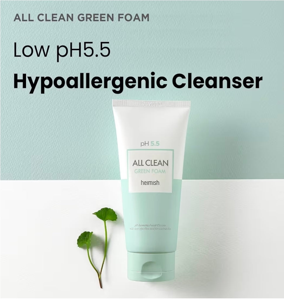 HEIMISH All Clean Green Foam - Moisturizing Face Cleanser, Hydrating Gentle Gel Cleanser, Daily Face Wash for Sensitive Skin with Amino Acid, P.H 5.5, for Double Cleansing