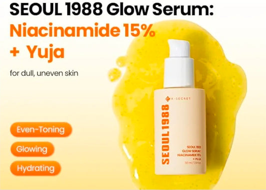K-SECRET SEOUL 1988 Glow Serum - 15% Niacinamide and Yuja, Hydrating Facial Serum for Dark Spots, Uneven Skin Tone