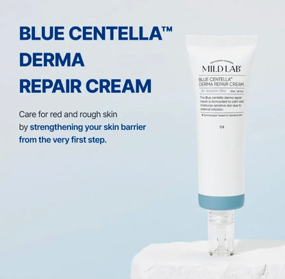 MILDLAB Blue Centella Derma Repair Cream - Contains 2.5 ppb EGF and 50,000 ppm Dexpanthenol to promote skin cell regeneration and sustained hydration