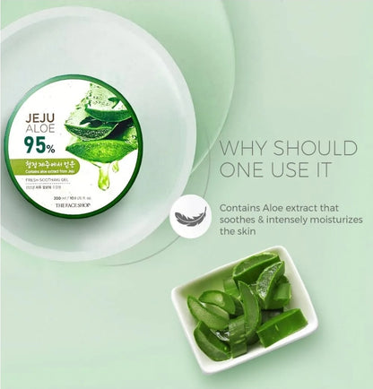 The Face Shop Jeju Aloe Fresh Soothing Gel - 95% Aloe Extract - Intense hydration and soothing properties