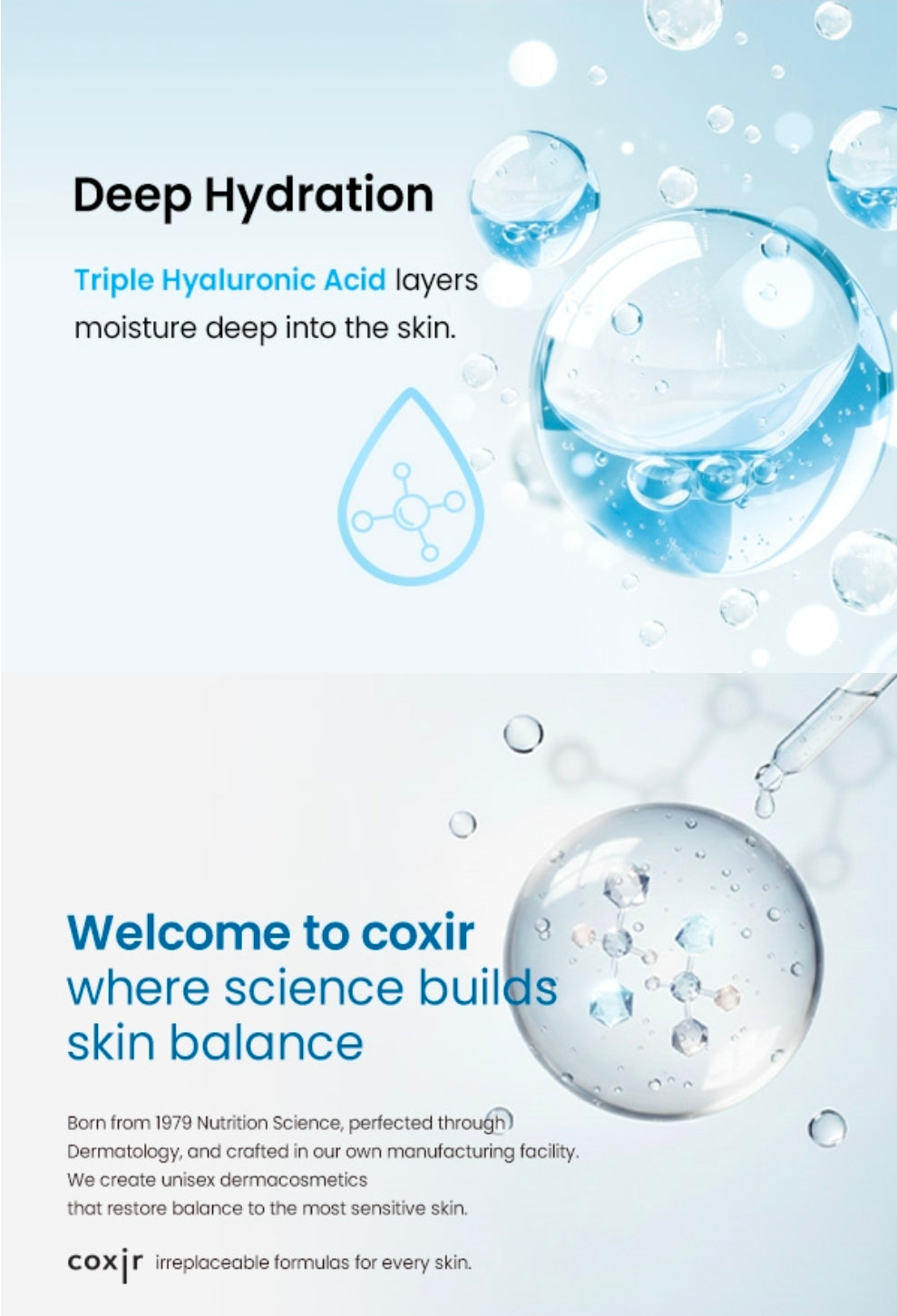 Coxir Ultra Hyaluronic Set – Cleansing Oil + Toner + Ampoule + Cream, Mini Skincare Kit, Travel-Size Korean Skincare Set, Hydrating Routine