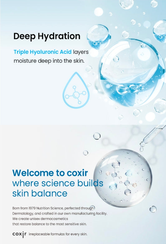 Set Coxir Ultra Hyaluronic: Aceite limpiador + Tónico + Ampolla + Crema, Minikit de cuidado de la piel, Set de cuidado de la piel coreano tamaño viaje, Rutina hidratante