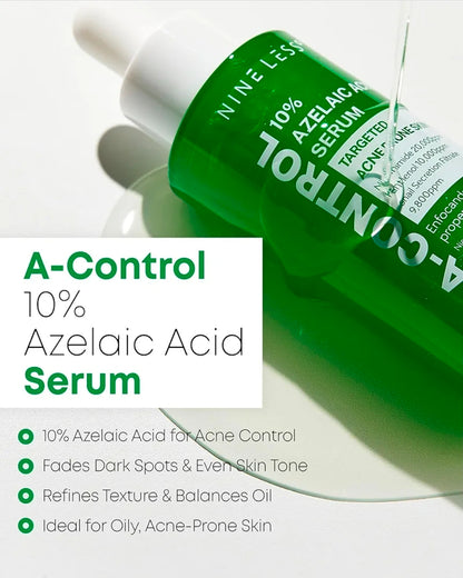 Nineless 10% Azelaic Acid Serum - With Niacinamide & Snail Mucin - Redness Relief & Dark Spot Corrector for Face - Facial Serum for Acne-Prone, Oil Control & Pore Care