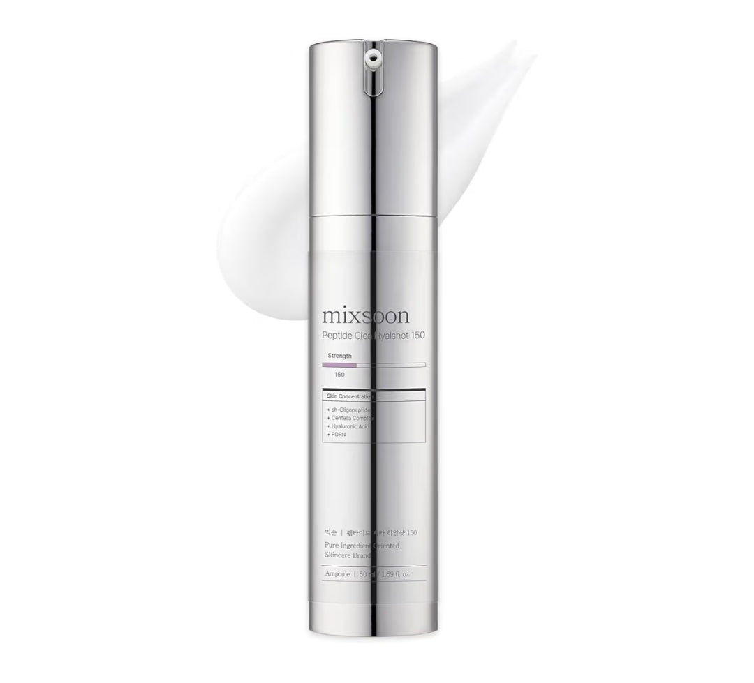 Mixsoon Peptide Cica Hyalshot 150 - Suero en ampolla reafirmante, calmante e hidratante, fórmula ligera para una piel radiante y equilibrada, 50 ml
