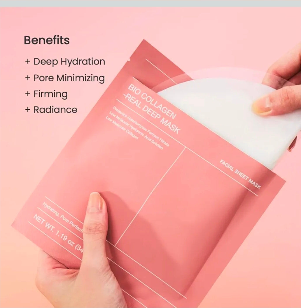 BIODANCE Bio-Collagen Real Deep Mask, Hydrating Overnight Hydrogel Mask, Pore Minimizing, Elasticity, Plumping Improvement - 1 Mask
