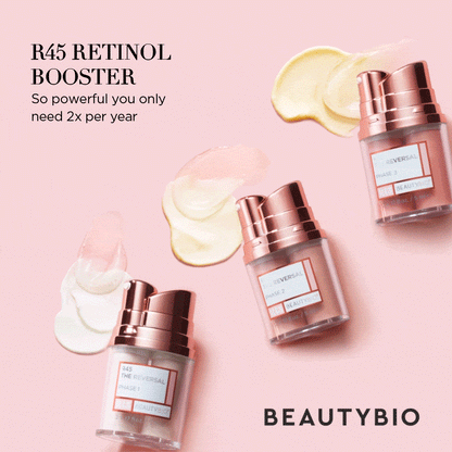 BeautyBio R45 The Reversal - Retinol Anti-Aging Treatment Set - 45 Days Multi-Phase Retinol Treatment - Skin Cell Turnover - Tightening, brightening and smoothing patented 3-phase retinol booster treament