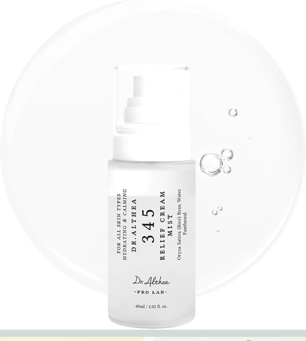 Dr.Althea 345 Relief Cream Mist - Bruma hidratante facial con extracto de arroz, cuidado calmante para piel sensible, vegana