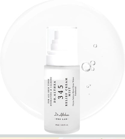 Dr.Althea 345 Relief Cream Mist - Bruma hidratante facial con extracto de arroz, cuidado calmante para piel sensible, vegana
