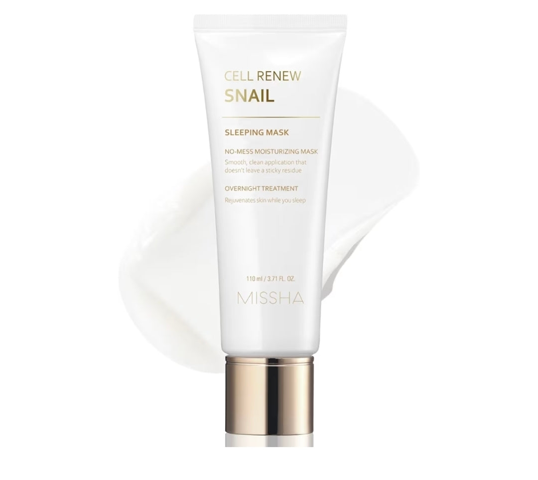 MISSHA Cell Renew Snail Sleeping Mask - Overnight Face Mask with Snail Slime Extract for Acne Scars, Wrinkles, Redness & Dull Skin