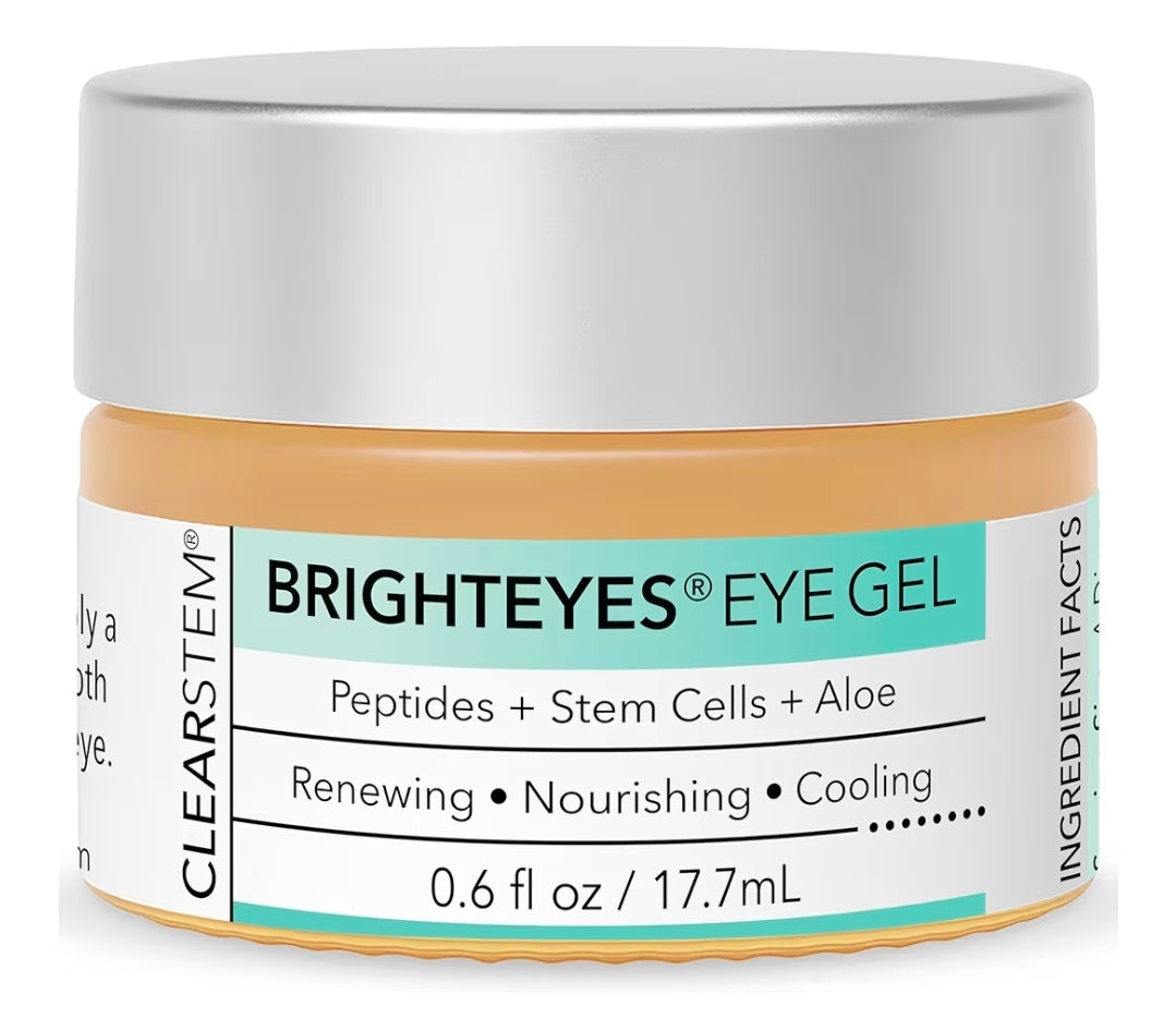 CLEARSTEM BRIGHTEYES Gel para ojos: crema nutritiva para ojos, gel refrescante, mezcla de células madre, péptidos, colágeno, aloe vera, sin gluten.