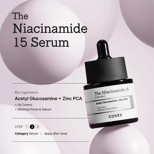 COSRX The Niacinamide 15 Face Serum - For enlarged pores, rough skin texture, acne control, hyperpigmentation