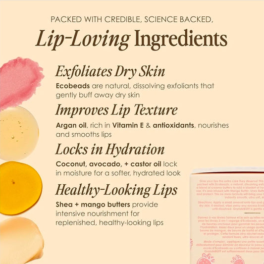 Grande Cosmetics Grande BUFF Moisturizing Lip Scrub With Mango Butter & Shea Butter - for Smoother, Softer-Looking Lips