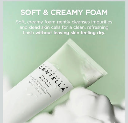 SKIN1004 Tea-Trica BHA Foam - Makeup Remover with Centella Asiatica & Tea Tree, Korean Face Cleanser for Oil & Sebum Balance, Cleansing Foam for Clearing Impurities