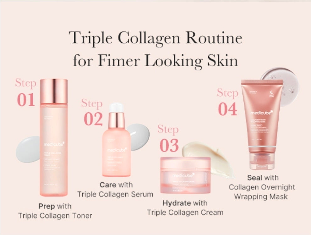 Medicube Triple Collagen Serum - Nourish dull skin with Triple Collagen Complex - A lightweight serum with Niacinamide and Hyaluronic Acid
