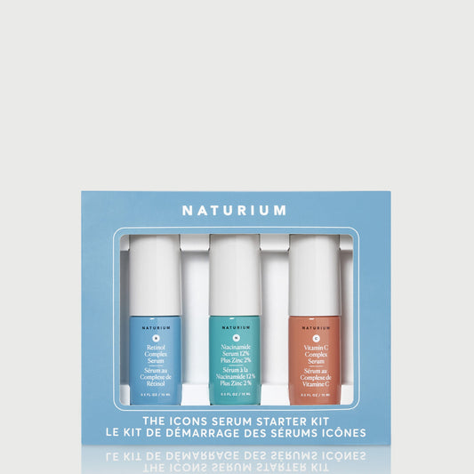 Kit de inicio de sueros Naturium The Icons: 3 sueros antienvejecimiento con complejo de vitamina C, complejo de retinol y niacinamida al 12 % más zinc al 2 %.