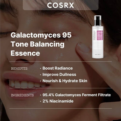 Tónico equilibrante Galactomyces 95 de COSRX: hidratante, suaviza la piel y contiene un 95 % de filtrado de fermento de Galactomyces.