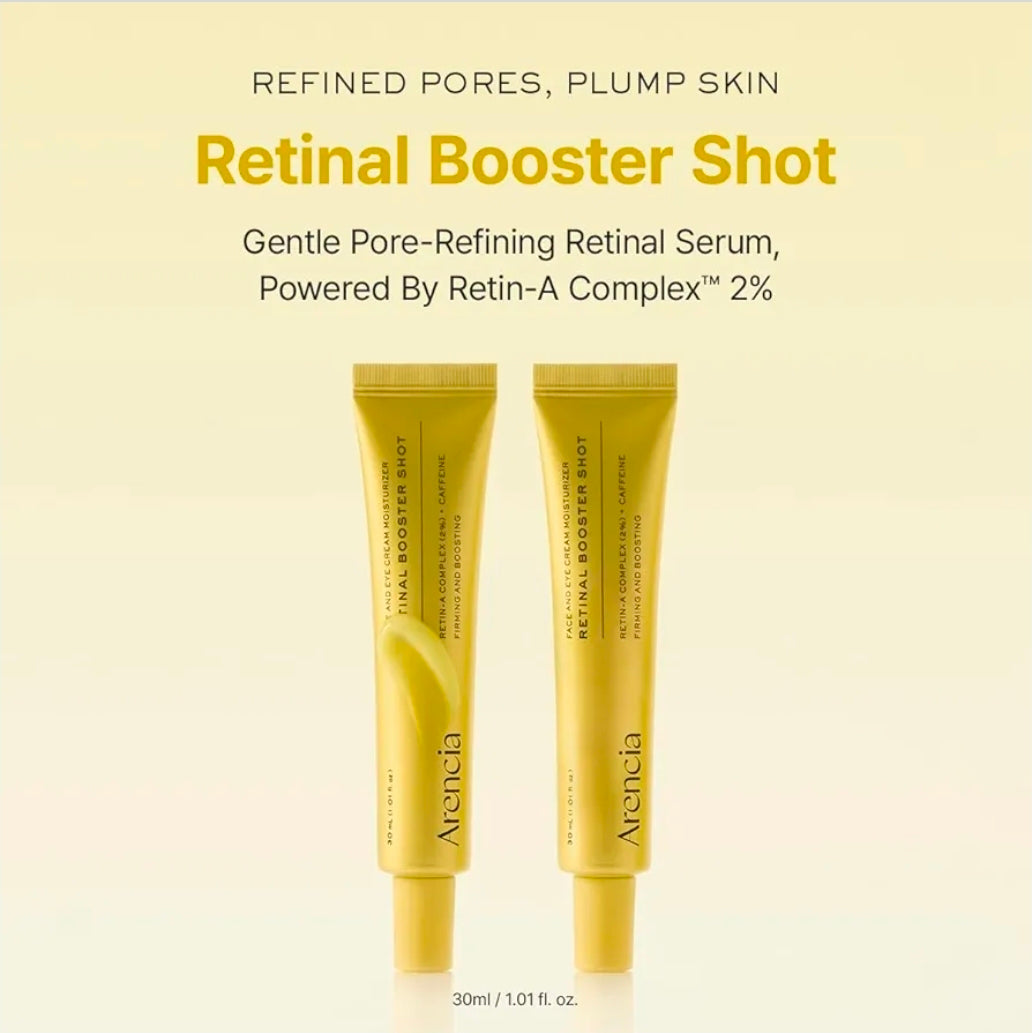 Arencia Retinal Booster Shot Serum - Firming Advanced Night Serum with Caffeine and Ectoin for Mature Skin, Pore Minimizing, Fine Lines & Wrinkles