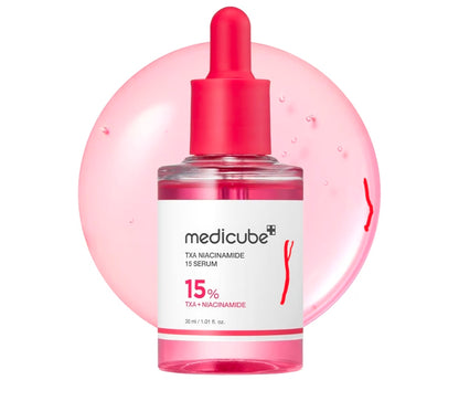 medicube TXA+Niacinamida 15% - Sérum para el cuidado posterior a las imperfecciones, el tono desigual de la piel, la textura y la hidratación, con ácido tranexámico de alta potencia al 5%