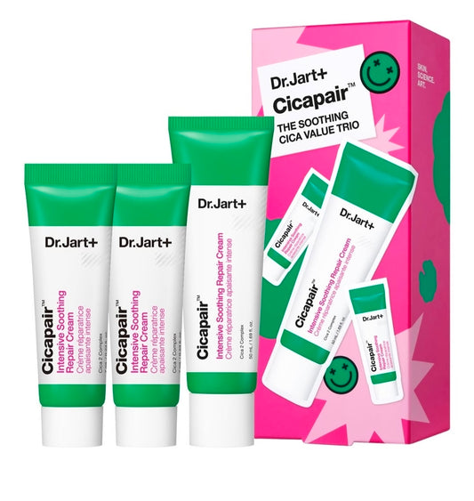 Dr Jart Cicapair The Soothing Cica Trio - Intensive Soothing Repair Cream - 50ml + 2 Travel size 7 ml, Soothes irritated, sensitive and sensitized skin