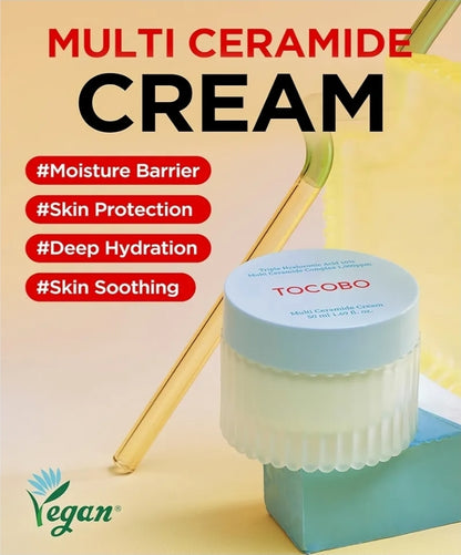 TOCOBO Triple Hyaluronic Acid 10%& Multi Ceramide Complex Cream -  Natural Ingredients,Sensitive Skin, Cruelty Free