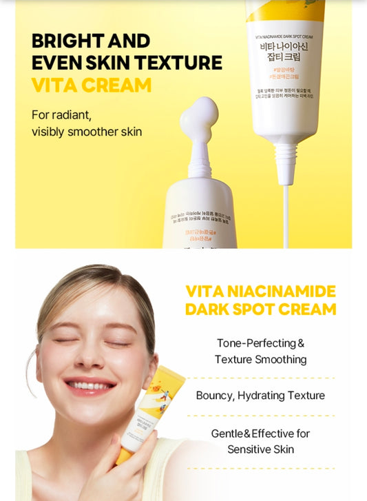 ROUND LAB Vita Niacinamide Dark Spot Cream - Tone Clarity Moisturizer with Tranexamic  Acid (TXA), and Vitamin Complex for Dark Spot Care, Uneven Skin Texture, and Skin Radiance