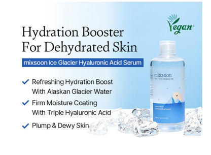 Mixsoon Glacier Water Hyaluronic Acid Serum - Non-greasy Hydration Booster, Firming Facial Serum For Radiant, Dewy Skin - Korean Serum for Glass Skin (10.14oz)