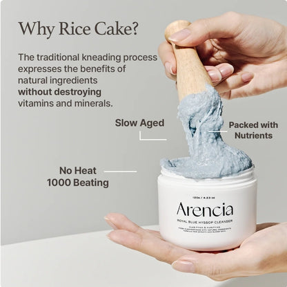 Arencia Fresh Blue Hyssop Rice Mochi Cleanser  - Brightening & Deep Cleansing, Exfoliator, Acne-Prone Skin & Blackheads