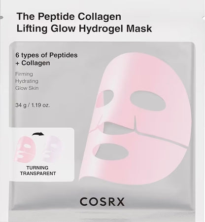 COSRX Pink Peptides Collagen Lifting Glow Hydrogel Face Mask - Radiant and Hydrated Skin, Enhances firmness and helps to improve elasticity - 1 Mask
