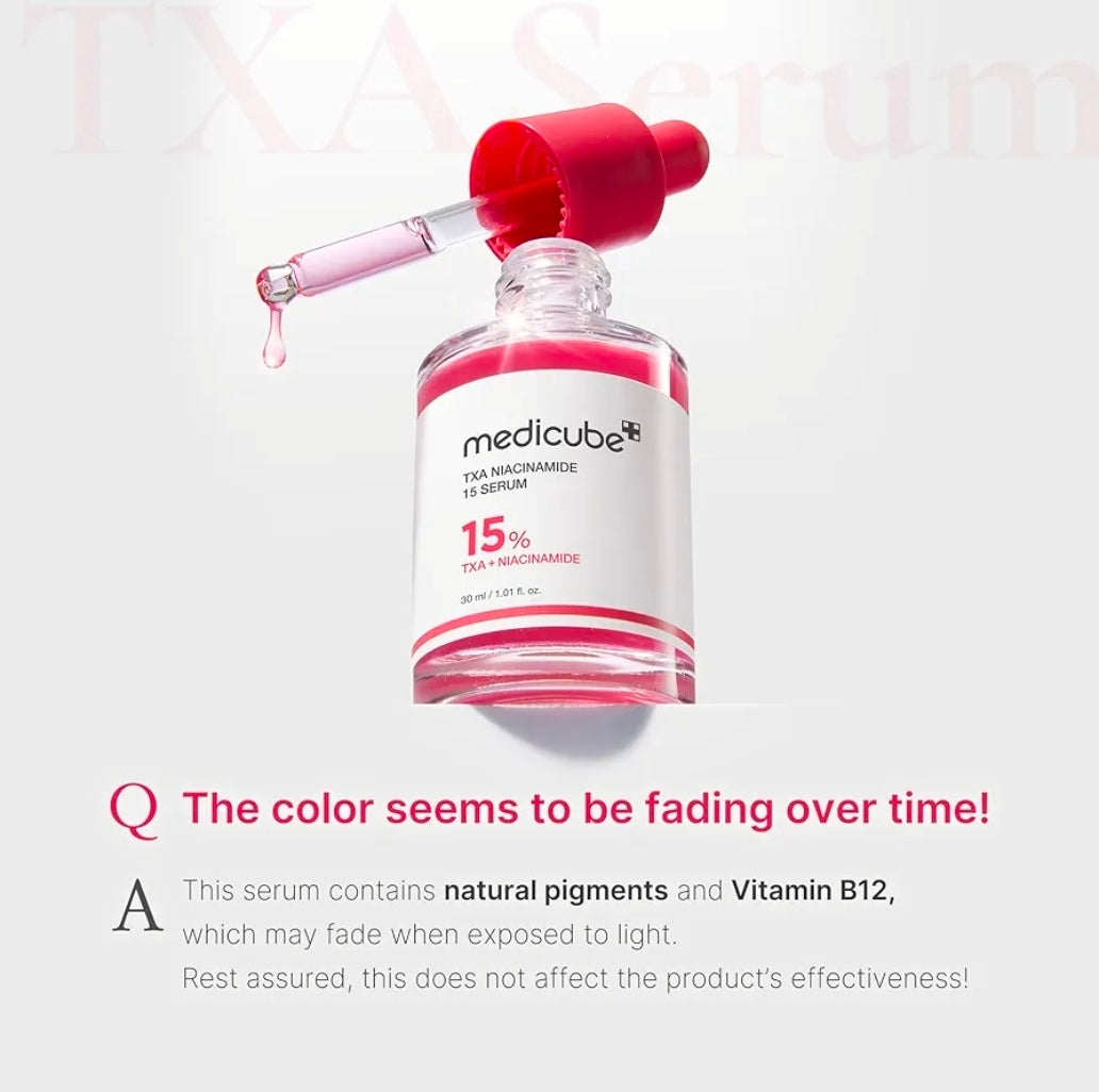 medicube TXA+Niacinamida 15% - Sérum para el cuidado posterior a las imperfecciones, el tono desigual de la piel, la textura y la hidratación, con ácido tranexámico de alta potencia al 5%