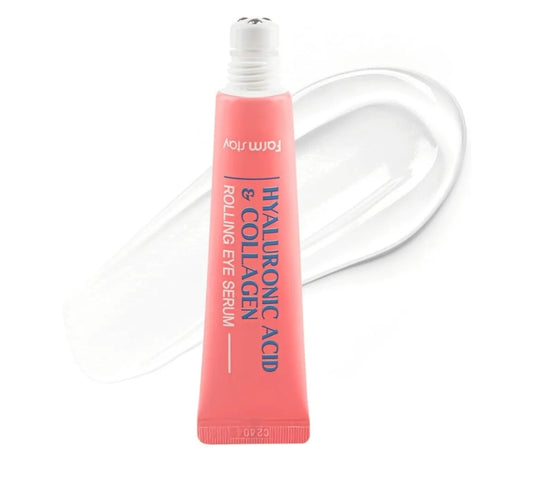 Farmstay Hyaluronic Acid Rolling Eye Serum with 2% Niacinamide & Collagen – Hydrating Korean Eye Roller for Dark Circles, Puffy Eyes & Wrinkles