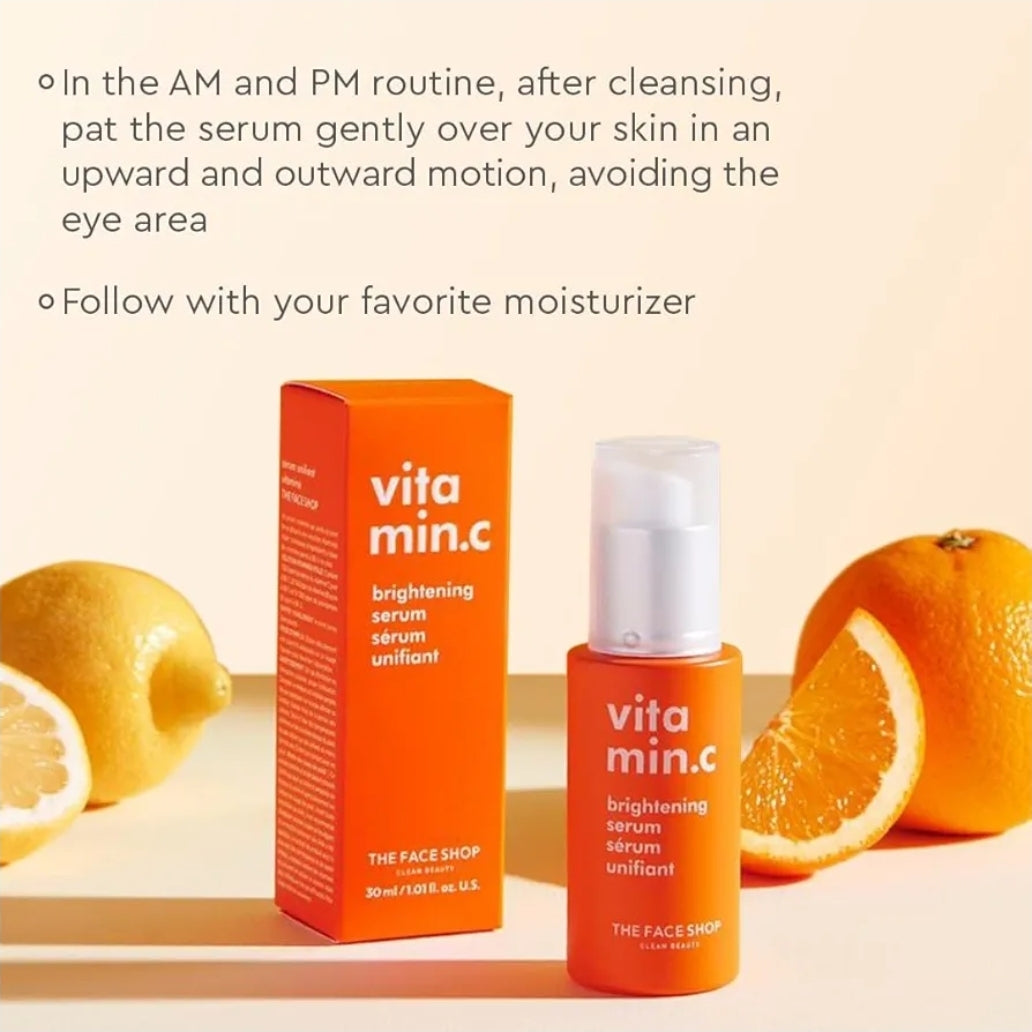 The Face Shop Vitamin C Skin Brightening Serum - Fade Dark Spots, Brighten Complexion, Improve Dull & Uneven Skin Tone - Vitamin C Face Serum, Hyaluronic Acid, Niacinamide Serum