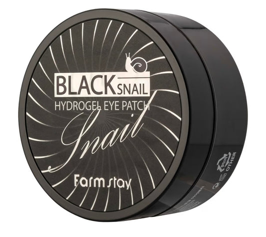 Parches de hidrogel para ojos con mucina de caracol negro de Farmstay - Parches para las arrugas bajo los ojos - Mascarilla para el contorno de ojos con mucina de caracol - Promueve la producción de colágeno - 60 unidades