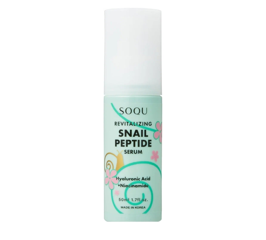 SOQU Revitalizing Snail Peptide Serum - Hydrating Serum with Snail Extract, Peptides, Niacinamide and Hyaluronic Acid, Improves Skin Texture and Tone