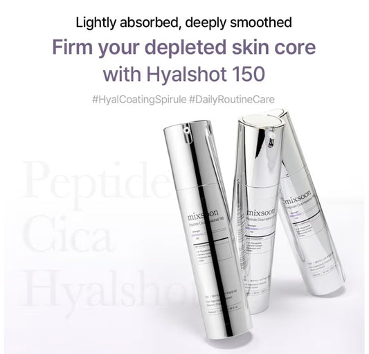 Mixsoon Peptide Cica Hyalshot 150 - Firming, Soothing and Moisture-Boosting Ampoule Serum, Lightweight Formula for Radiant, Balanced Skin 1.69oz