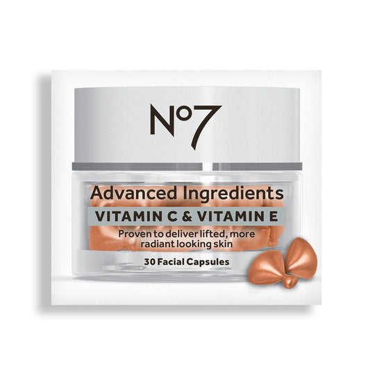No7 Advanced Ingredients Vitamin C & Vitamin E Capsules - 30 Capsules - Powerfull Antioxidant, reduces dark spots and fine lines, skin will look more even and brighter