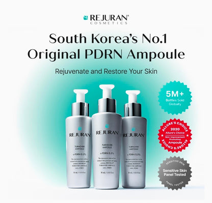 REJURAN Turnover Ampoule, c-PDRN – Original Salmon DNA PDRN Face Serum for Rejuvenation, Firming, Hydration & Youthful Glow, Refines Skin Texture. Korean Skincare (1.01oz)