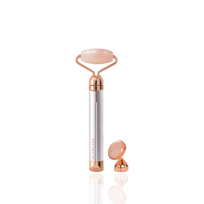 Rodillo y masajeador facial vibratorio de cuarzo rosa Contour Micro
