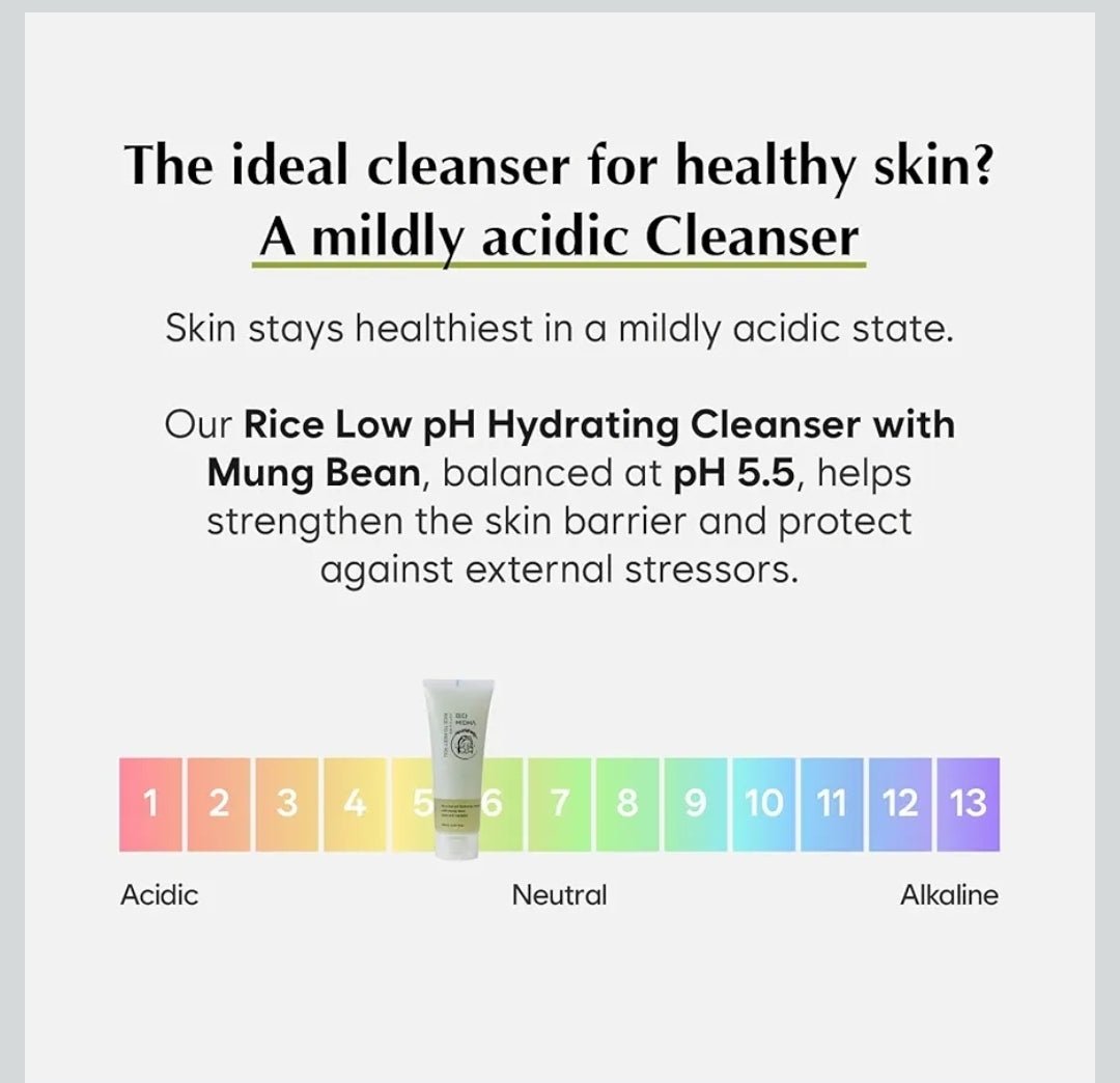 MIDHA Low pH Rice Gentle Cleanser with Mung Bean - Removes impurities, purify the skin, and support hydration
