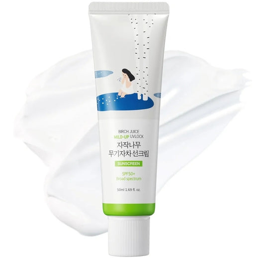 Round Lab Birch Juice Mild-up Sunscreen UV - SPF 50+ broad spectrum, Mineral Zinc Oxide, for Sensitive Skin, Control Oil and Sebum