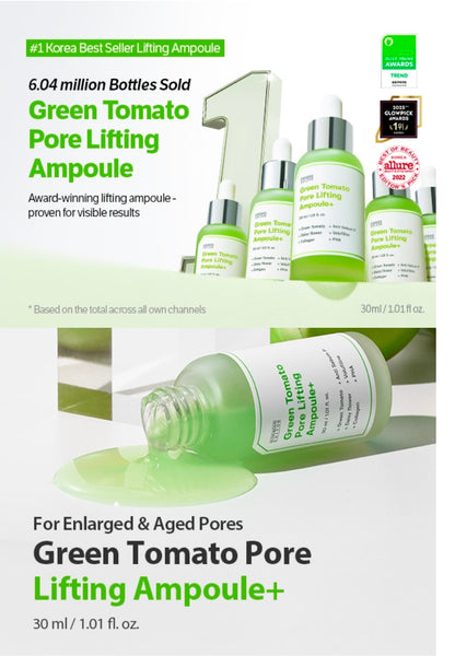 Ampolla de tomate verde para levantar poros SUNGBOON EDITOR - Suero minimizador de poros con niacinamida y extracto de tomate verde, cuidado hidratante y reafirmante para piel sensible, antienvejecimiento, iluminador, hidratante